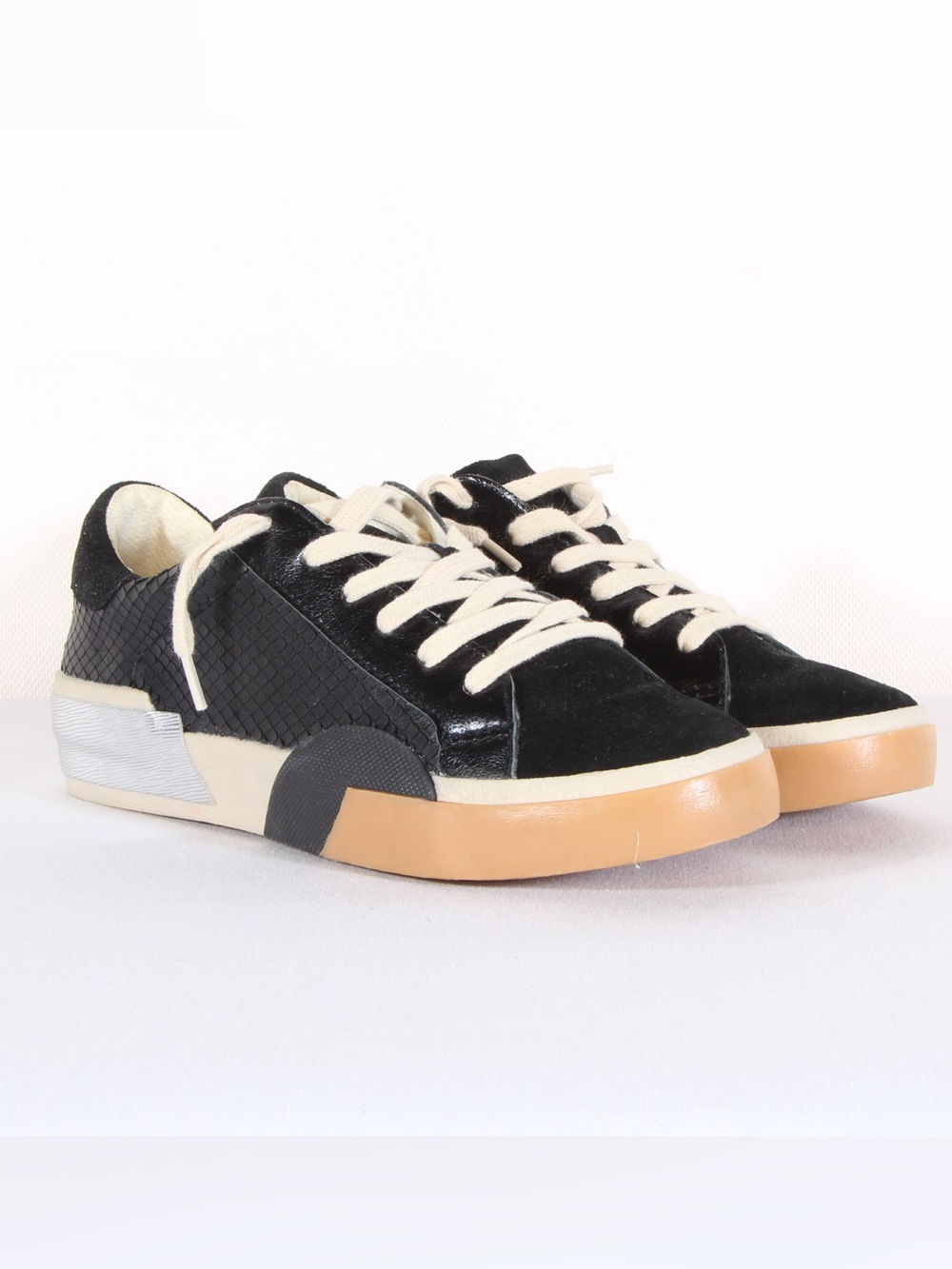 Dolce Vita Zina Black Sneakers with Cream Laces and Tan Sole NWOT